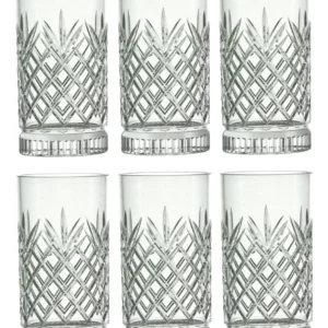 SET CON 6 VASOS VIDRIO ALTO ELYSIA 450CC