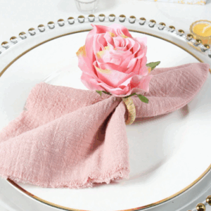 SET 6 PORTA SERVILLETA FLOR ROSA