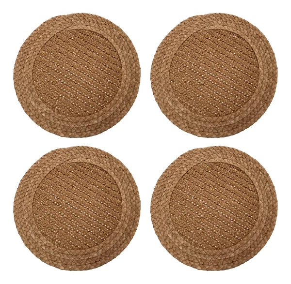 SET CN 4 INDIVIDUAL RATTAN NATURAL 34CM REDONDO - Imagen 4