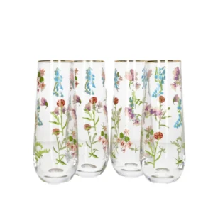 SET 4 VASOS ALTOS FLORAL PARA ESPUMANTE