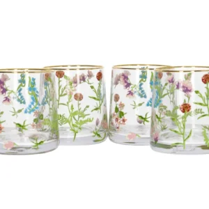 SET 4 VASOS BAJOS FLORAL