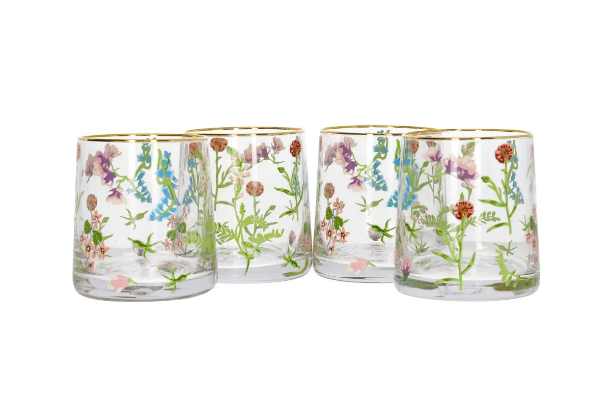 SET 4 VASOS BAJOS FLORAL