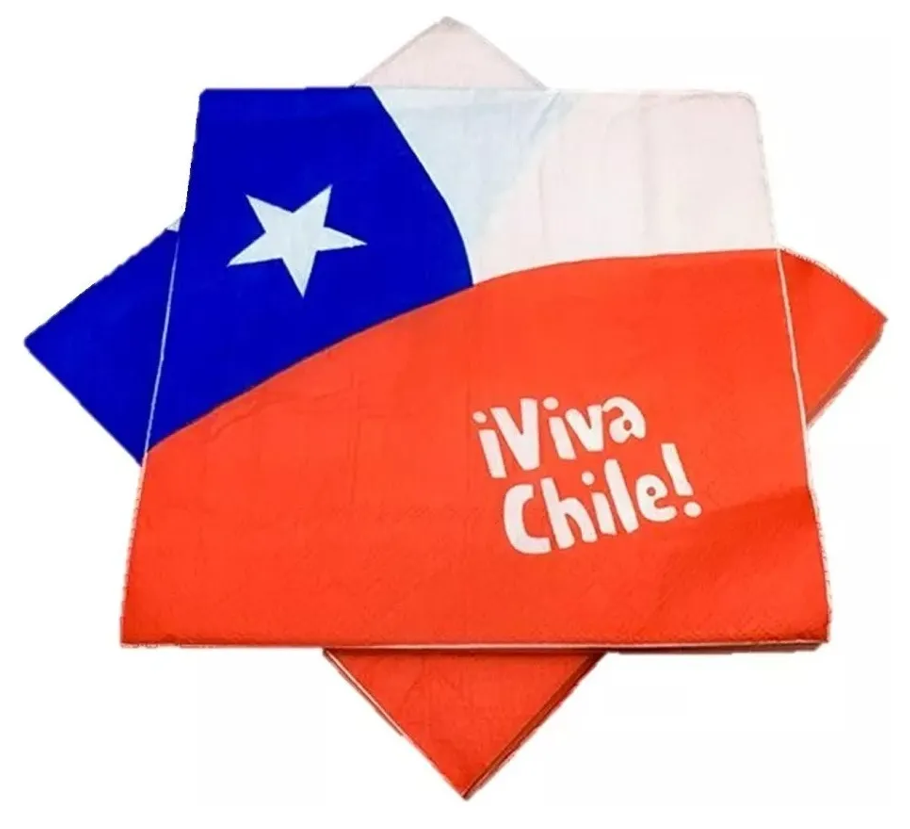PACK 20 SERVILLETAS DE PAPEL BANDERA DE CHILE ¡OFERTA FIESTAS PATRIAS!
