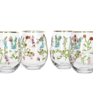 SET 4 VASOS BAJOS FLORAL