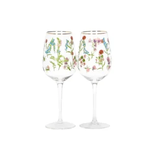 SET 2 COPAS FLORAL PARA VINO