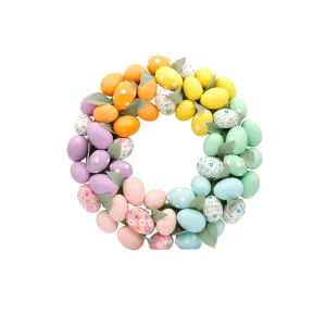 CORONA DE PASCUA 45x45x9 CM VERDE CON HUEVITOS