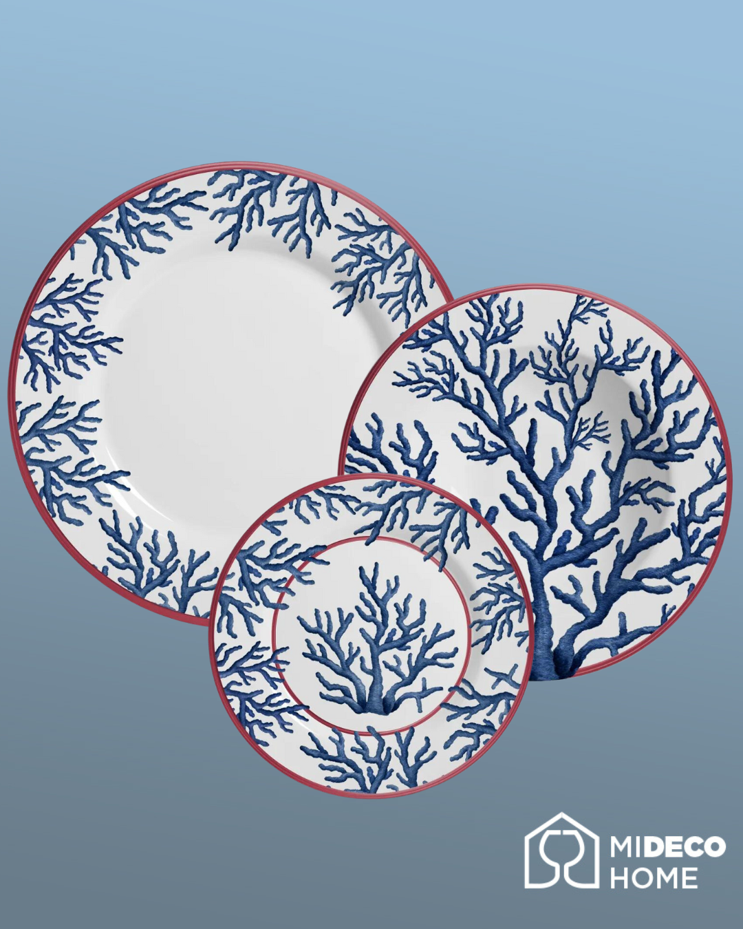 SET 18 PIEZAS VAJILLA CORAL GLABES AZUL PARA 6 PERSONAS - Imagen 5