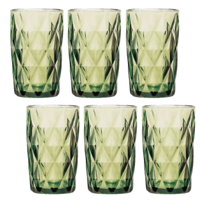 SET 6 VASOS ALTOS DIAMOND VERDE 330CC ¡OFERTA CYBER!