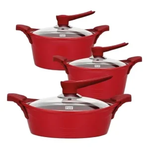 BATERÍA COCINA 6 PIEZAS ALUMINIO FUNDIDO ROJA BOHLIER