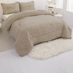 PLUMON CUBRECAMA DE 2P CON CHIPORRO BEIGE INVIERNO