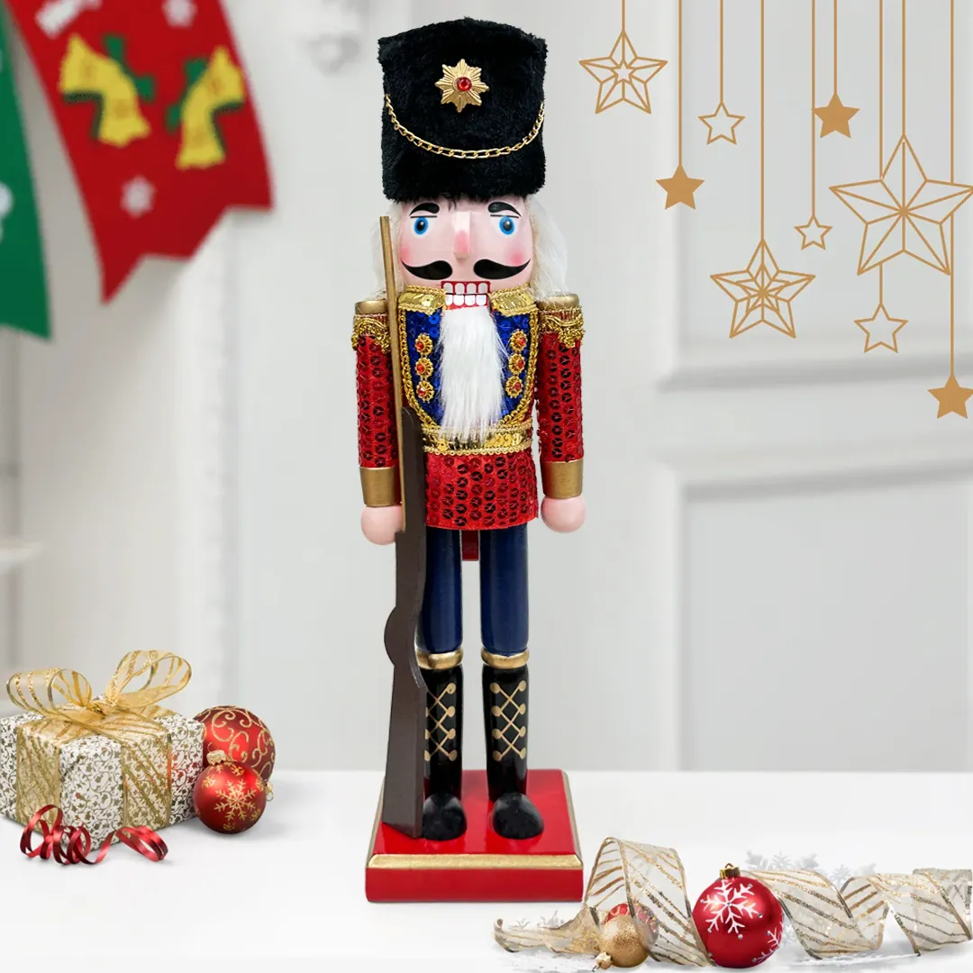 CASCANUECES SOLDADO 38CM ADORNO NAVIDEÑO ROJO ¡REMATE NAVIDAD! - Imagen 2
