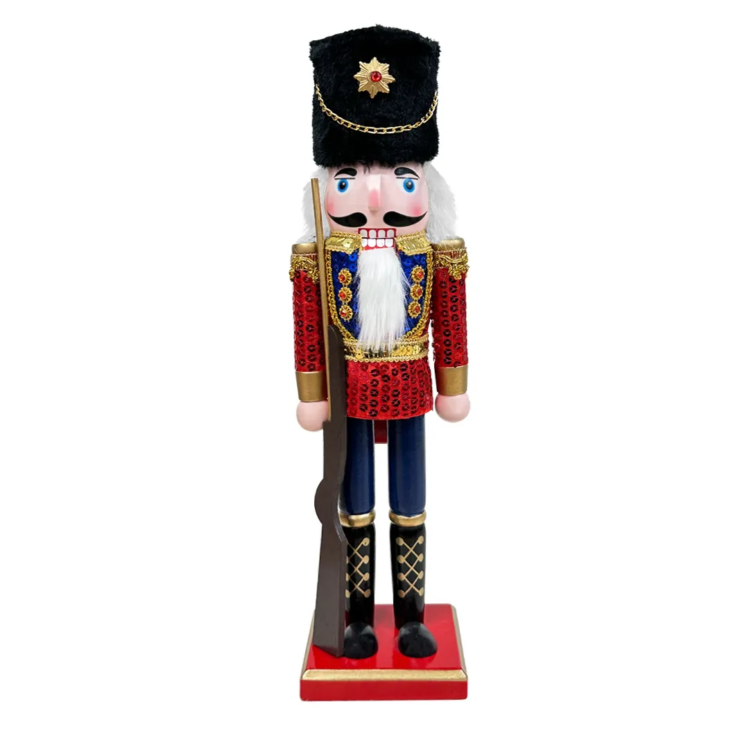 CASCANUECES SOLDADO 38CM ADORNO NAVIDEÑO ROJO ¡REMATE NAVIDAD!