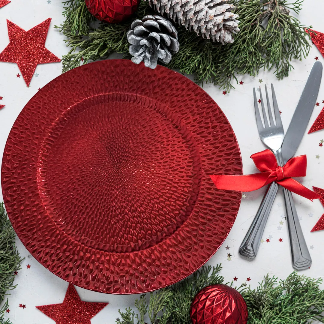 PLATO BASE NAVIDAD ROJO 32CM - Imagen 2