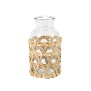 FLORERO DE VIDRIO CON YUTE ¡OFERTA CYBER!