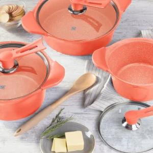 BATERÍA COCINA 6 PIEZAS ALUMINIO FUNDIDO ROSA BOHLIER