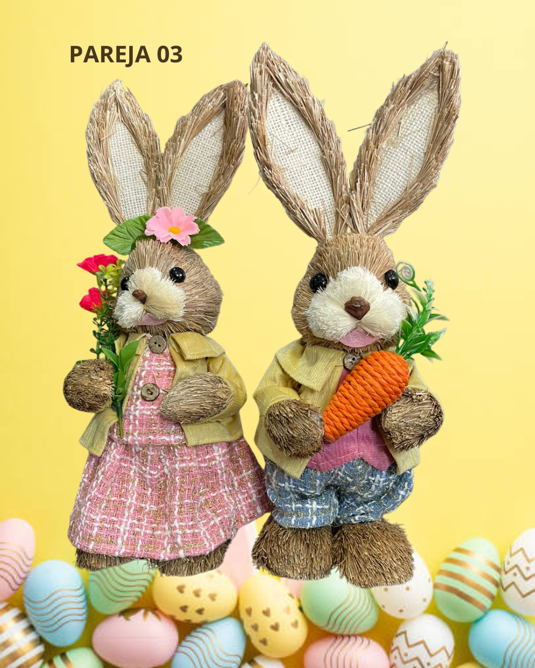 SET PAREJA CONEJOS DE PASCUA 35CM ¡OFERTA CYBER! - Imagen 3