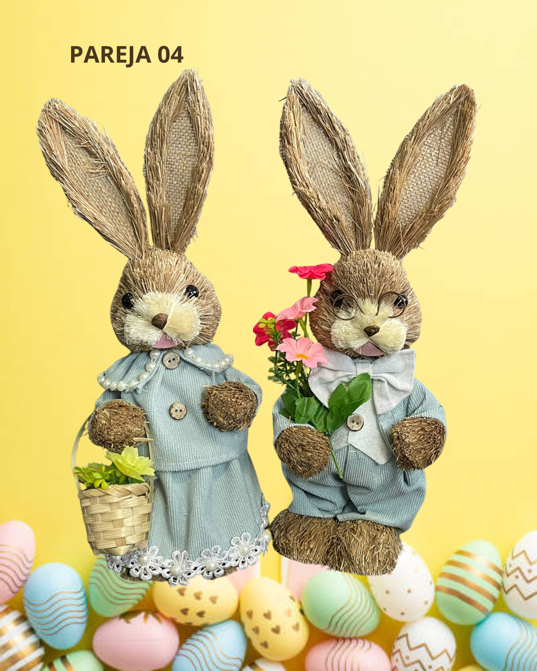 SET PAREJA CONEJOS DE PASCUA 35CM ¡OFERTA CYBER! - Imagen 4