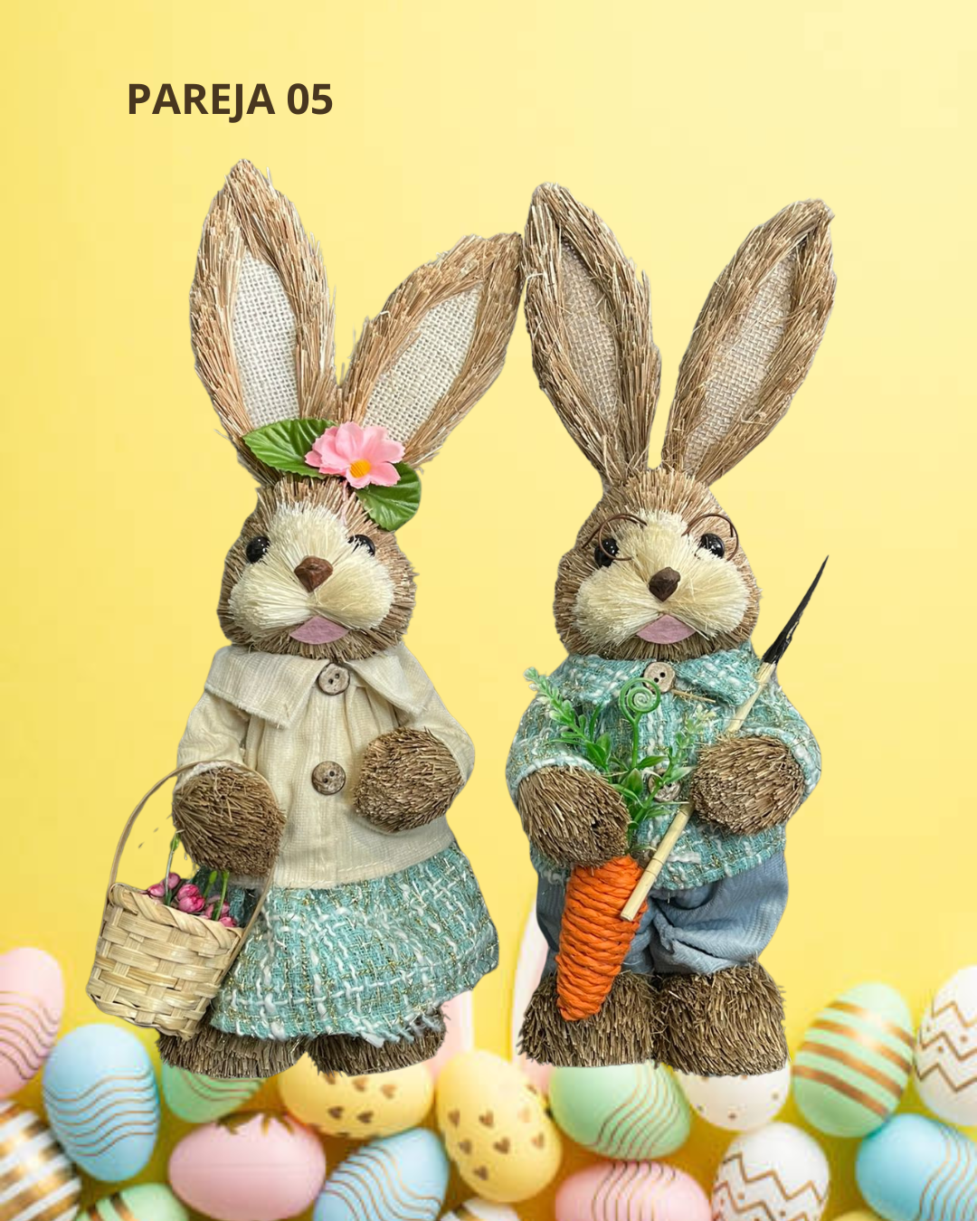 SET PAREJA CONEJOS DE PASCUA 35CM ¡OFERTA CYBER! - Imagen 5