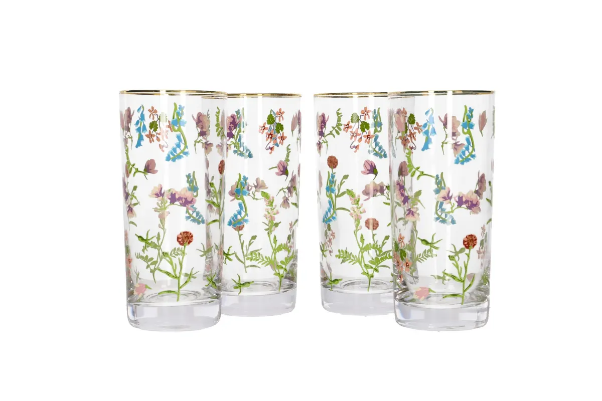 SET 4 VASOS ALTOS FLORAL