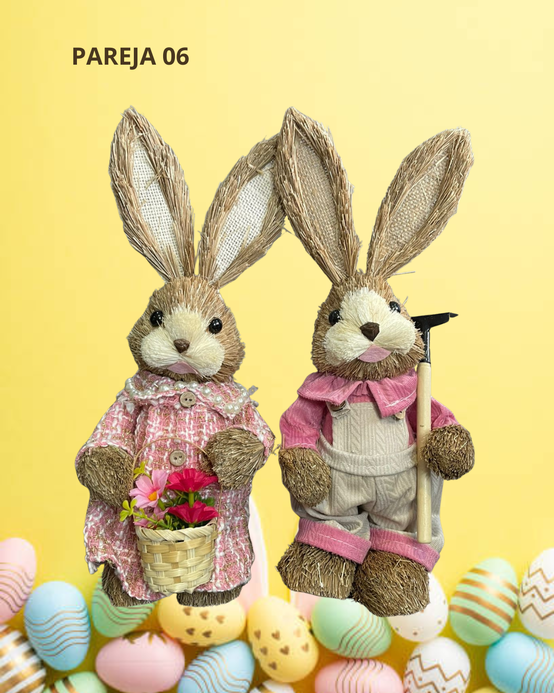 SET PAREJA CONEJOS DE PASCUA 35CM ¡OFERTA CYBER! - Imagen 6