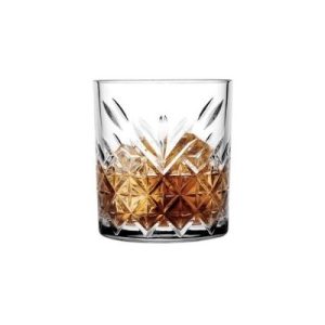 SET CON 6 VASOS VIDRIO BAJO TALLADO 345CC