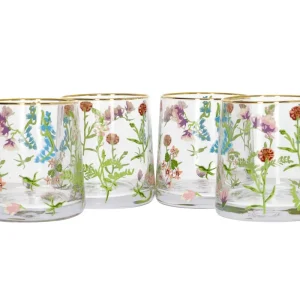 SET 4 VASOS BAJOS FLORAL