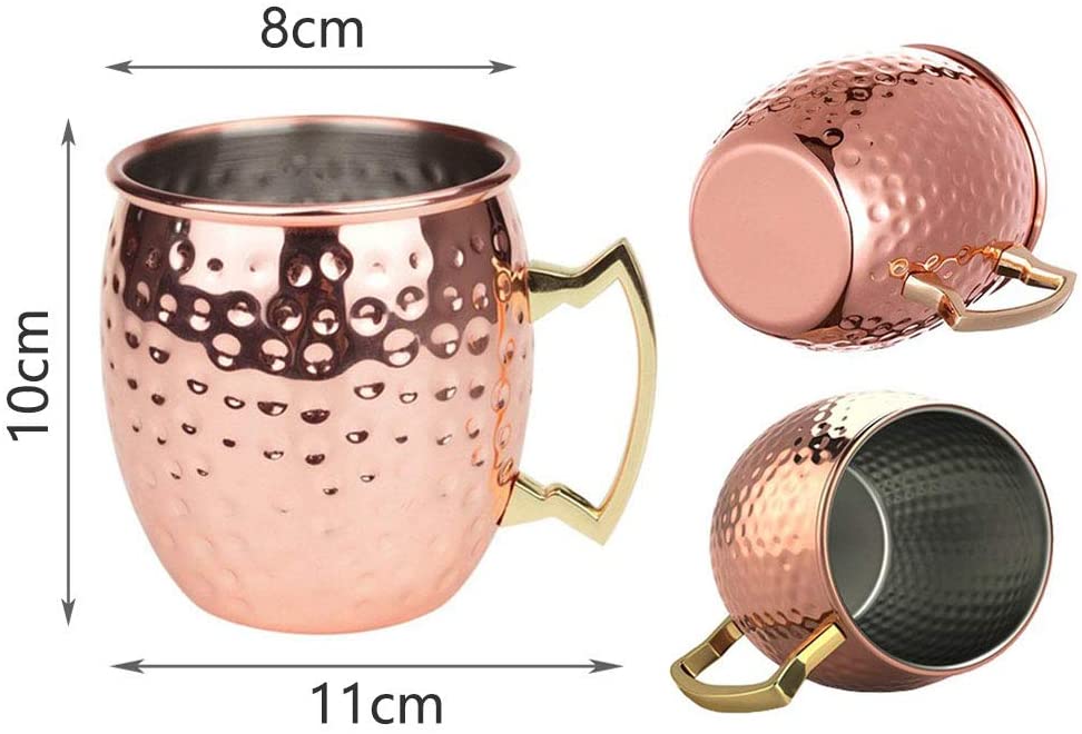 SET 4 MUGS MARTILLADO EN COBRE 550CCC - Imagen 3