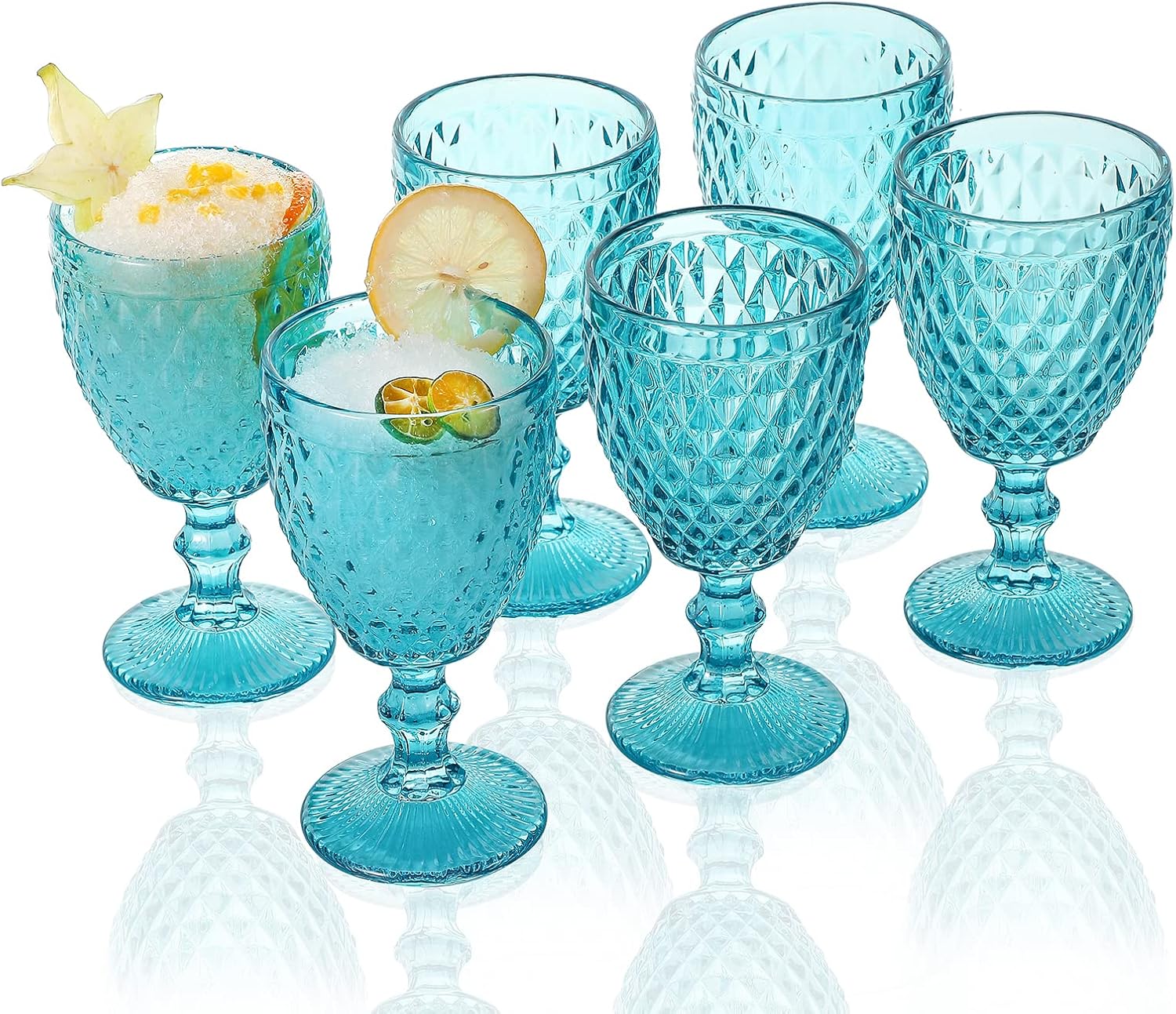 SET 6 COPAS DE COLORES CELESTE 310CC