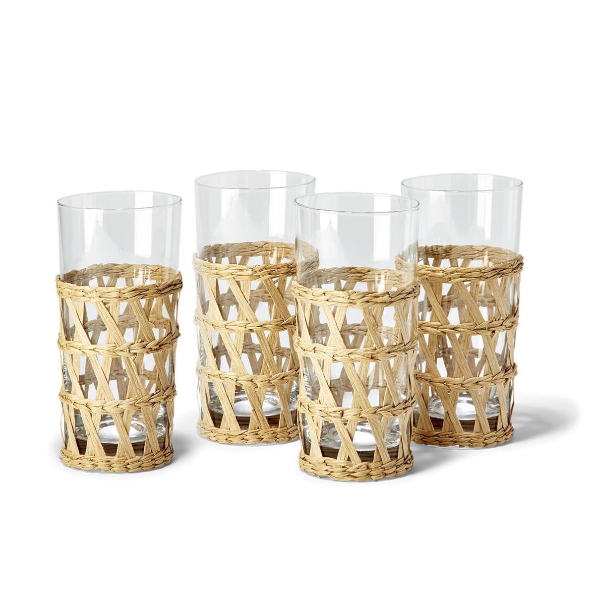 SET CON 6 VASOS DE VIDRIO CON YUTE 500CC