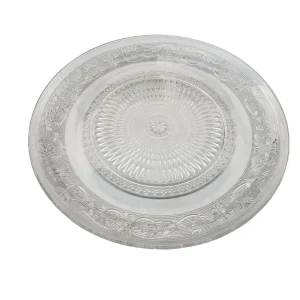 SET 6 PLATOS BASES DE VIDRIO TALLADO 33CM ¡OFERTA CYBER!