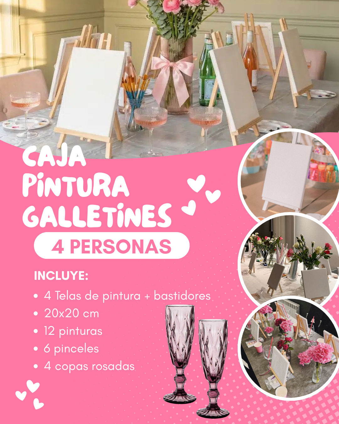 CAJA DE PINTURA GALENTINES 4 PERSONAS ¡DÍA DEL AMOR!
