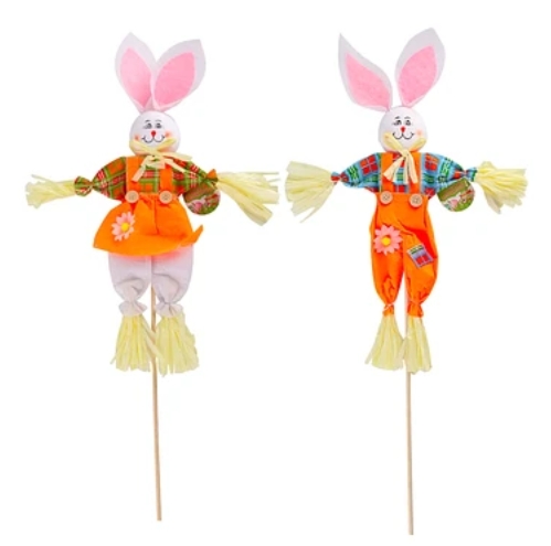 PAREJA DE CONEJOS DE PASCUA DECORACIÓN 32X77CM