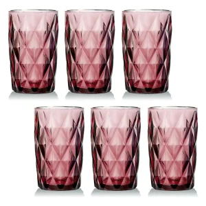 SET 6 VASOS ALTOS DIAMOND MORADO 330CC ¡OFERTA CYBER!
