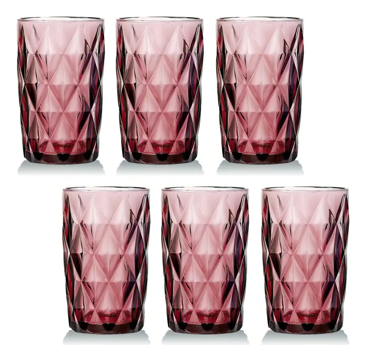 SET 6 VASOS ALTOS DIAMOND MORADO 330CC ¡OFERTA CYBER!