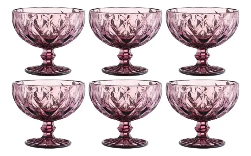 SET 6 COPAS PARA POSTRE DIAMOND MORADA 400CC ¡OFERTA CYBER!