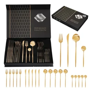 SET 24 PIEZAS CUCHILLERÍA DORADO ¡OFERTA CYBER!