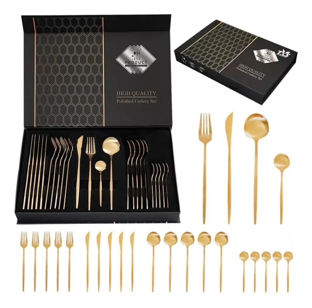 SET 24 PIEZAS CUCHILLERÍA DORADO ¡OFERTA CYBER!