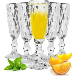 SET 6 COPAS FLAUTA DIAMOND TRANSPARENTE 160CC ¡OFERTA CYBER!