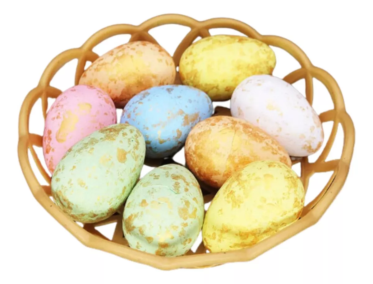 CESTA CON 9 HUEVOS DE PASCUA DECORATIVOS - Imagen 4