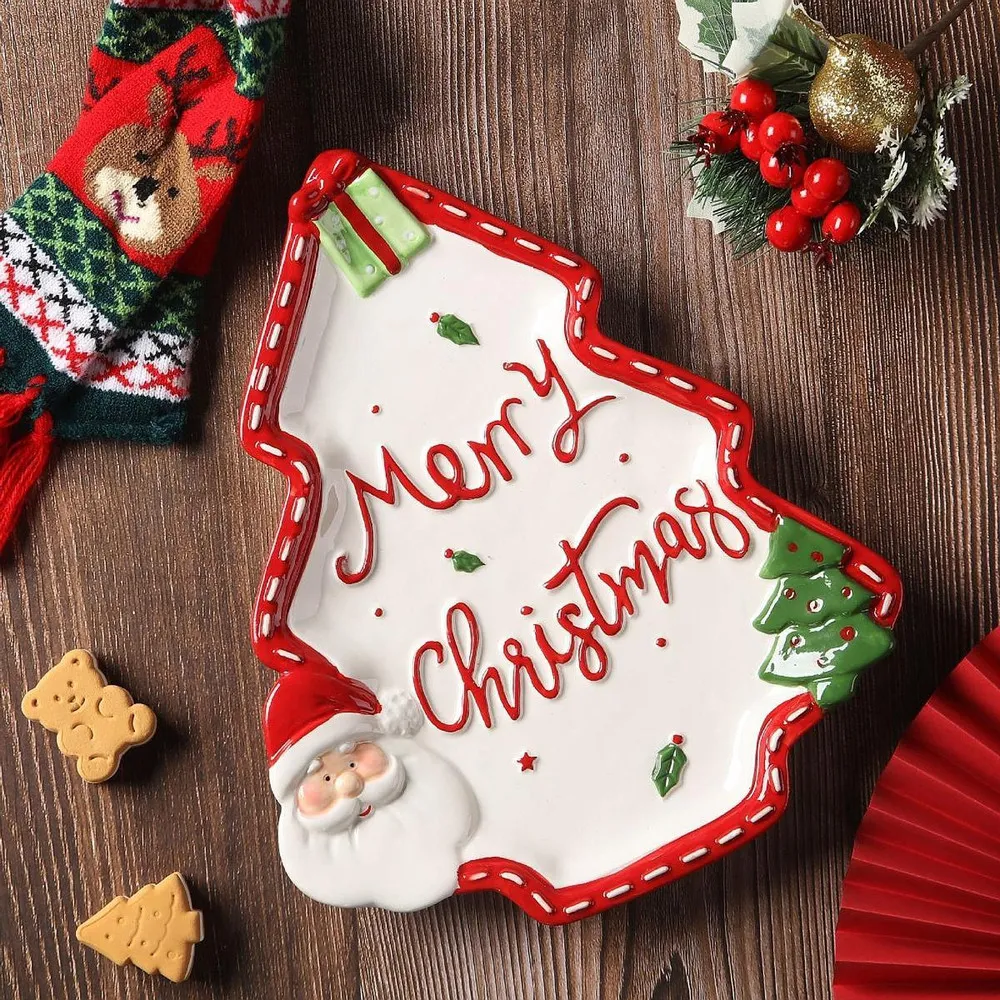 PLATO DE NAVIDAD PARA DULCES/ GALLETAS 31CM ¡REMATE NAVIDAD! - Imagen 2
