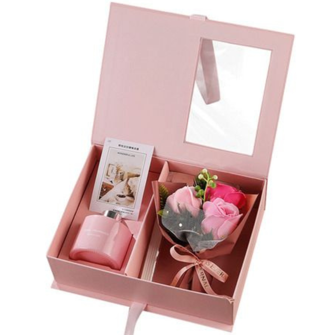 KIT REGALO AROMATIZADOR CON DIFUSOR ROSADO