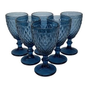 SET 6 COPAS VIDRIO DE COLOR AZUL 310CC