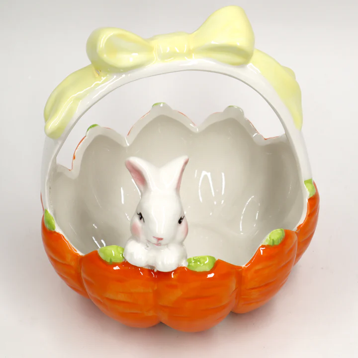 CANASTO CONEJO DE PASCUA CERAMICA