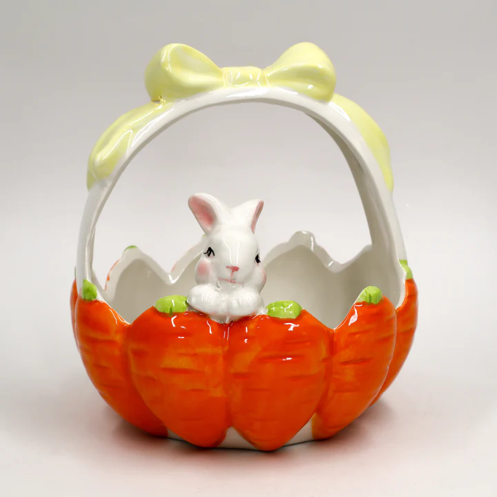 CANASTO CONEJO DE PASCUA CERAMICA - Imagen 2