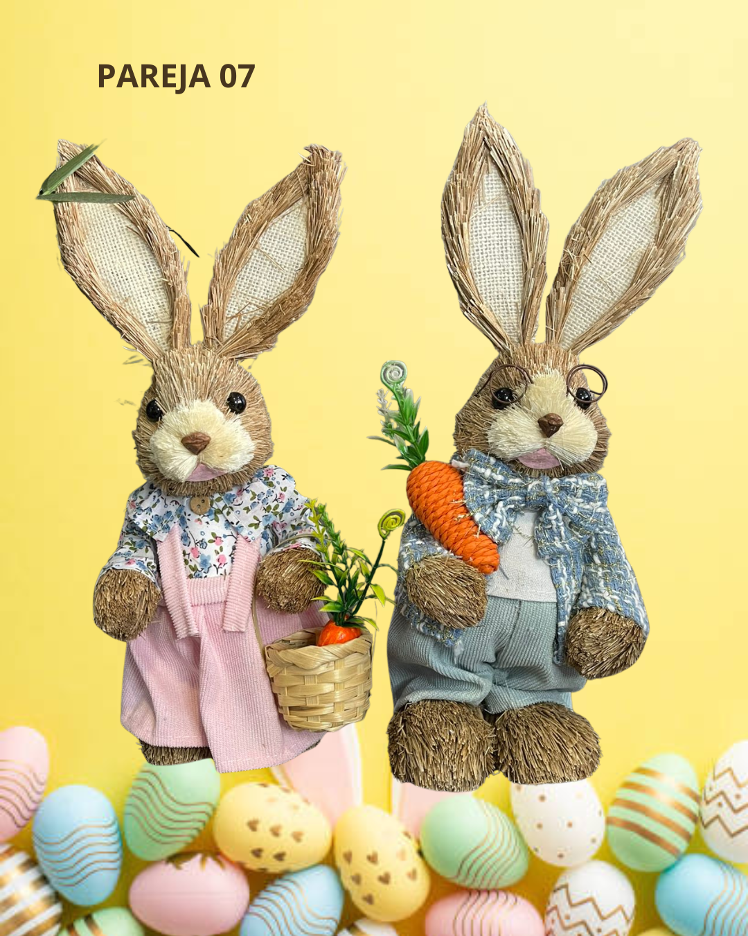 SET PAREJA CONEJOS DE PASCUA 35CM ¡OFERTA CYBER! - Imagen 7
