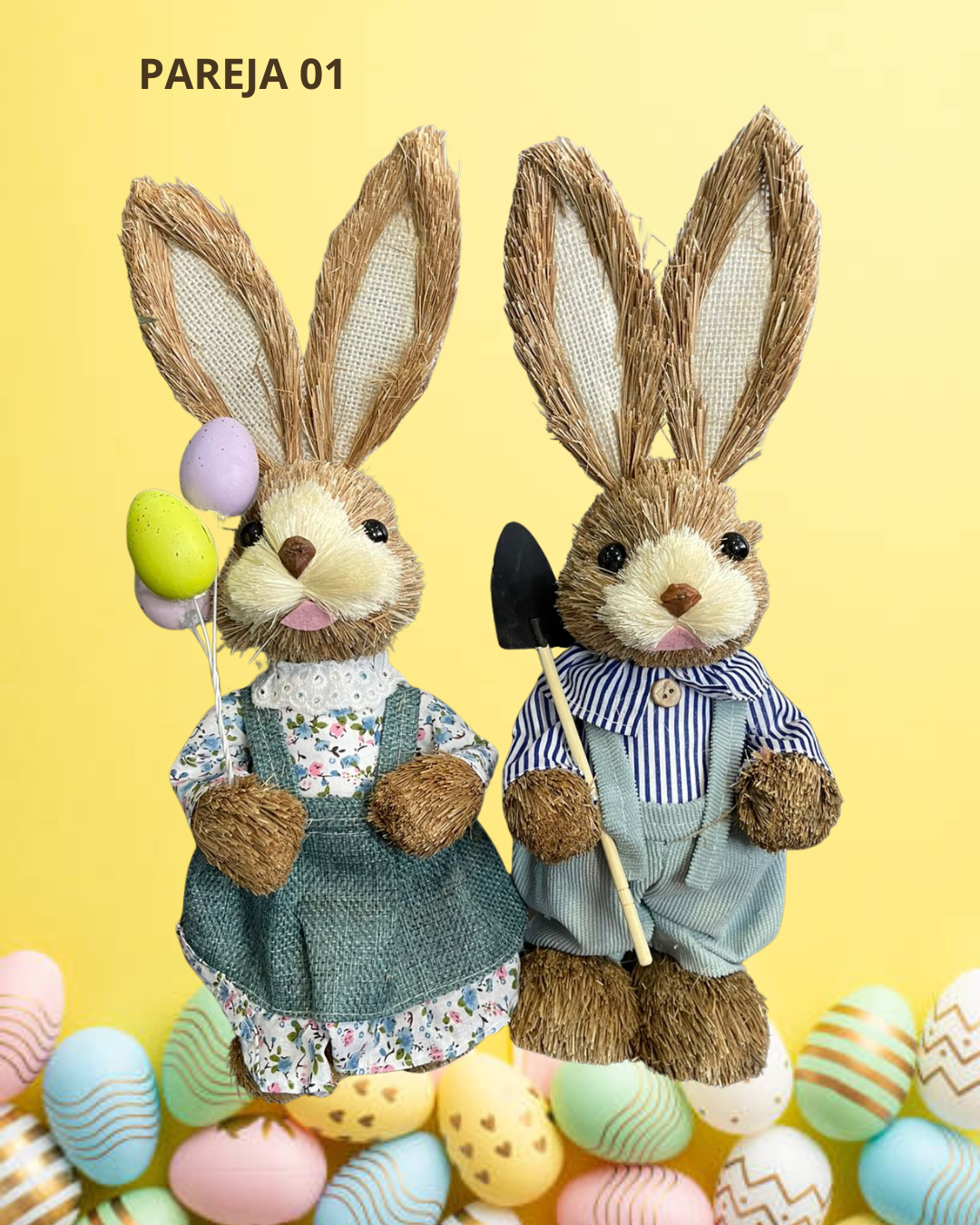 SET PAREJA CONEJOS DE PASCUA 35CM ¡OFERTA CYBER!