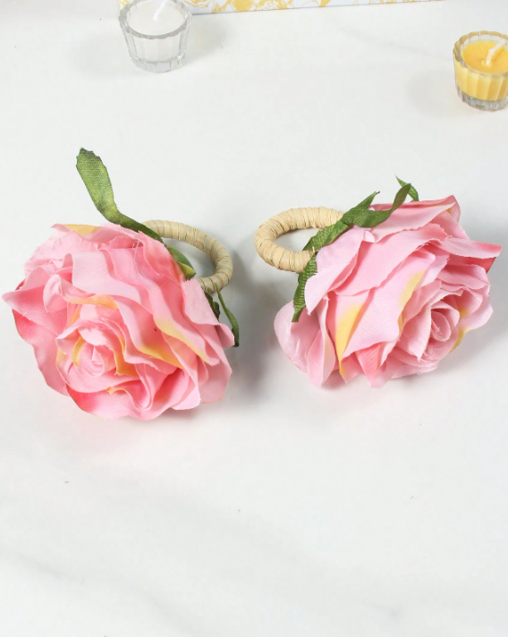 SET 6 PORTA SERVILLETA FLOR ROSA - Imagen 3