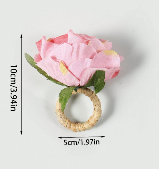 SET 6 PORTA SERVILLETA FLOR ROSA - Imagen 4