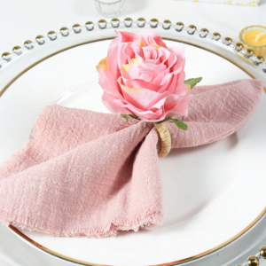 SET 6 PORTA SERVILLETA FLOR ROSA ¡OFERTA CYBER!