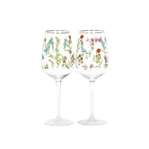SET 2 COPAS FLORAL PARA VINO